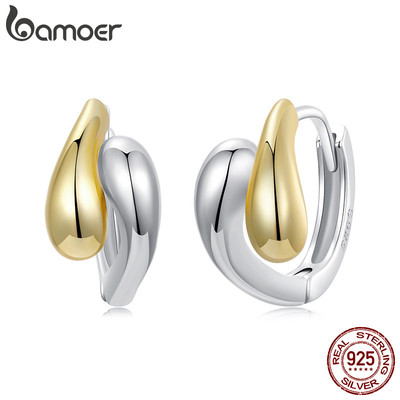 Bamoer 925 Sterling Sliver Vòng Bông Tai Thiết Kế Giọt Nước Trang Sức Quà Tặng Cho Nữ
