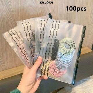 Chloch 100 Cái / bộ Dây Cao Su, Dây Buộc Tóc Mỏng, Phụ Kiện Tóc Scrunchie Co Giãn Đuôi Ngựa Giá Đỡ Bé Gái