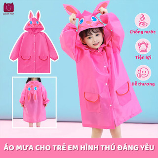  Áo mưa vui nhộn cho trẻ em từ 2-7 tuổi áo mưa chống gió có hình dạng động vật vui nhộn và nhiều họa tiết 
