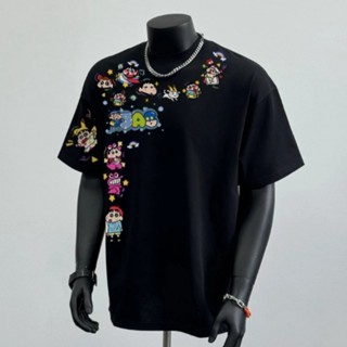   Shineess  M-5XL Mùa Hè Nhật Bản Hoạt Hình Bút Chì Shin chan In Áo Thun cotton Nam Nữ Unisex Quá Khổ Plus Kích Thước Áo Thun Hợp Thời Trang Tee 