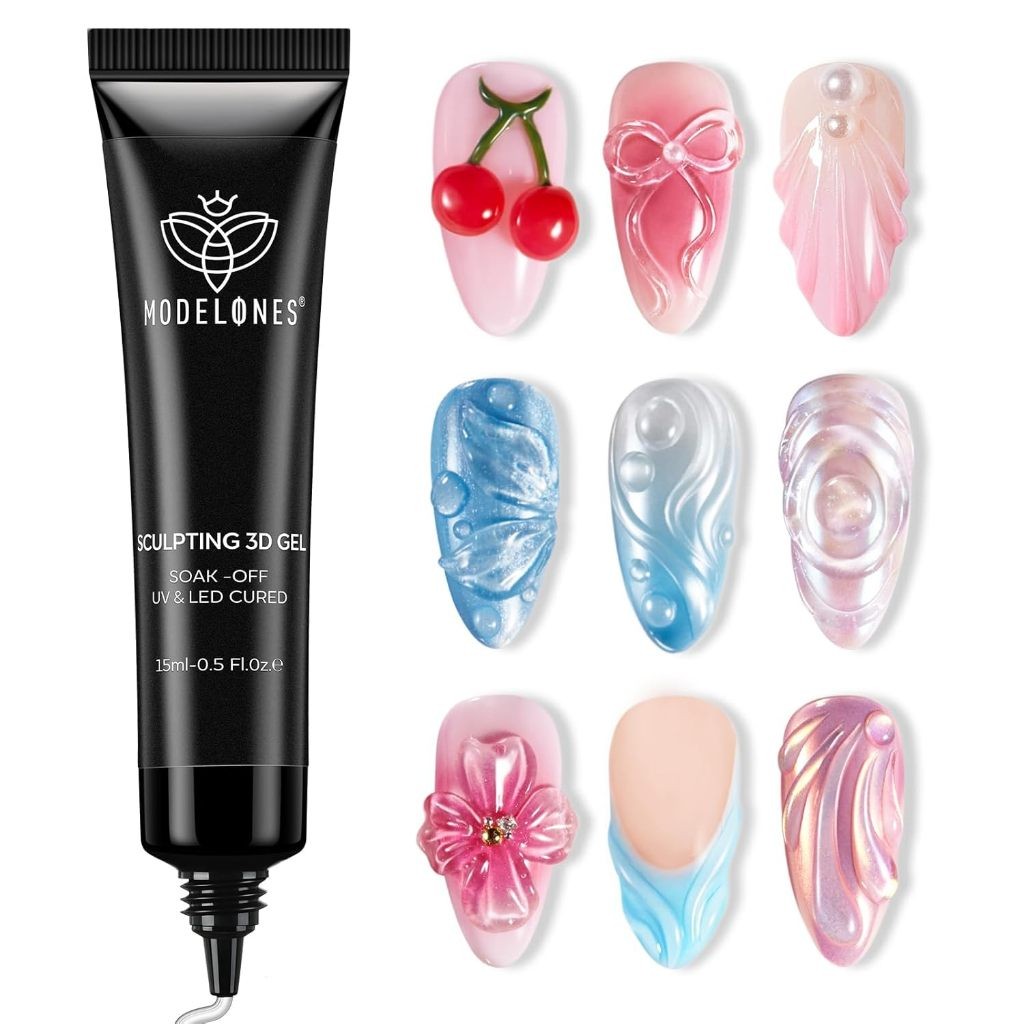 Modelones Nghệ thuật làm móng 3D Gel,Nail Charm Engraving Gel Nail Gel Cần UV Curing