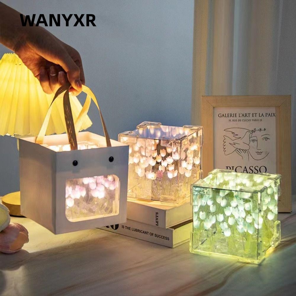 WANYXR Đèn ngủ  Tulip, Đèn ngủ LED trang trí 21 hoa Acrylic, Handmade DIY Loại trừ Túi quà tặng Gương sáng tạo Quà tặng sinh nhật