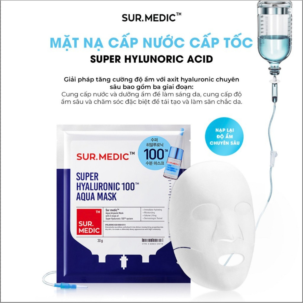 Hộp 10 miếng Mặt Nạ SUR.MEDIC hỗ trợ dưỡng trắng da, phục hồi, cấp ấp toàn diện | BigBuy360 - bigbuy360.vn
