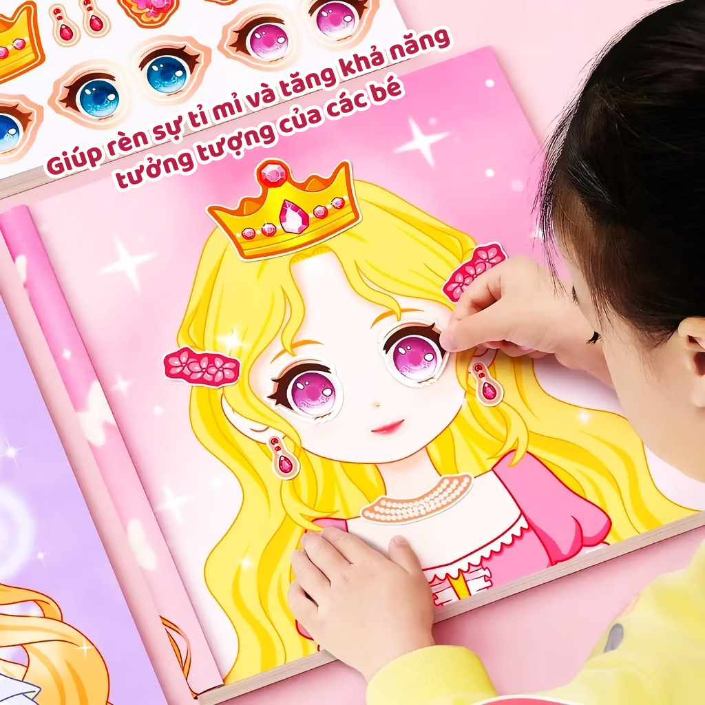 Đồ chơi hình dán trang điểm thay đổi hình công chúa bóc dính sticker,Quà sinh nhật