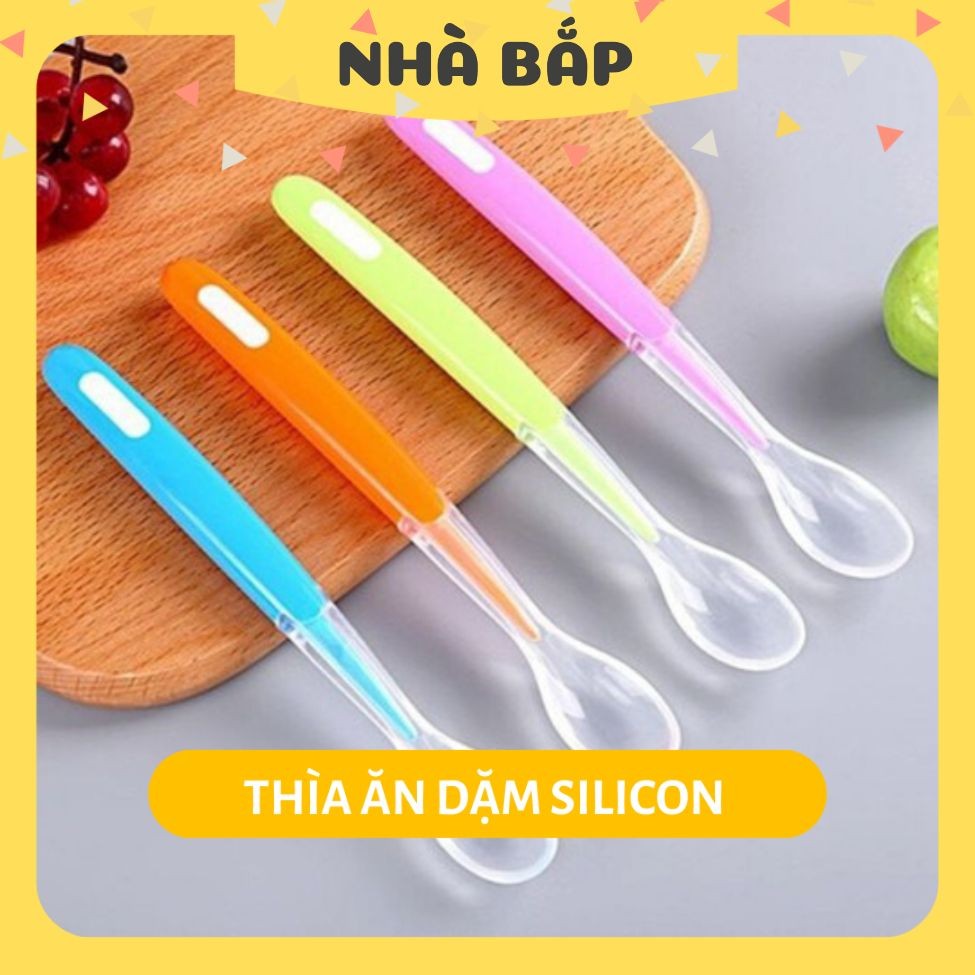 Thìa Silicon Trong Suốt Siêu Mềm Sâu Lòng Giúp Bé Ăn Dặm Dễ Dàng , Ngon Miệng - Nhà Bắp Store