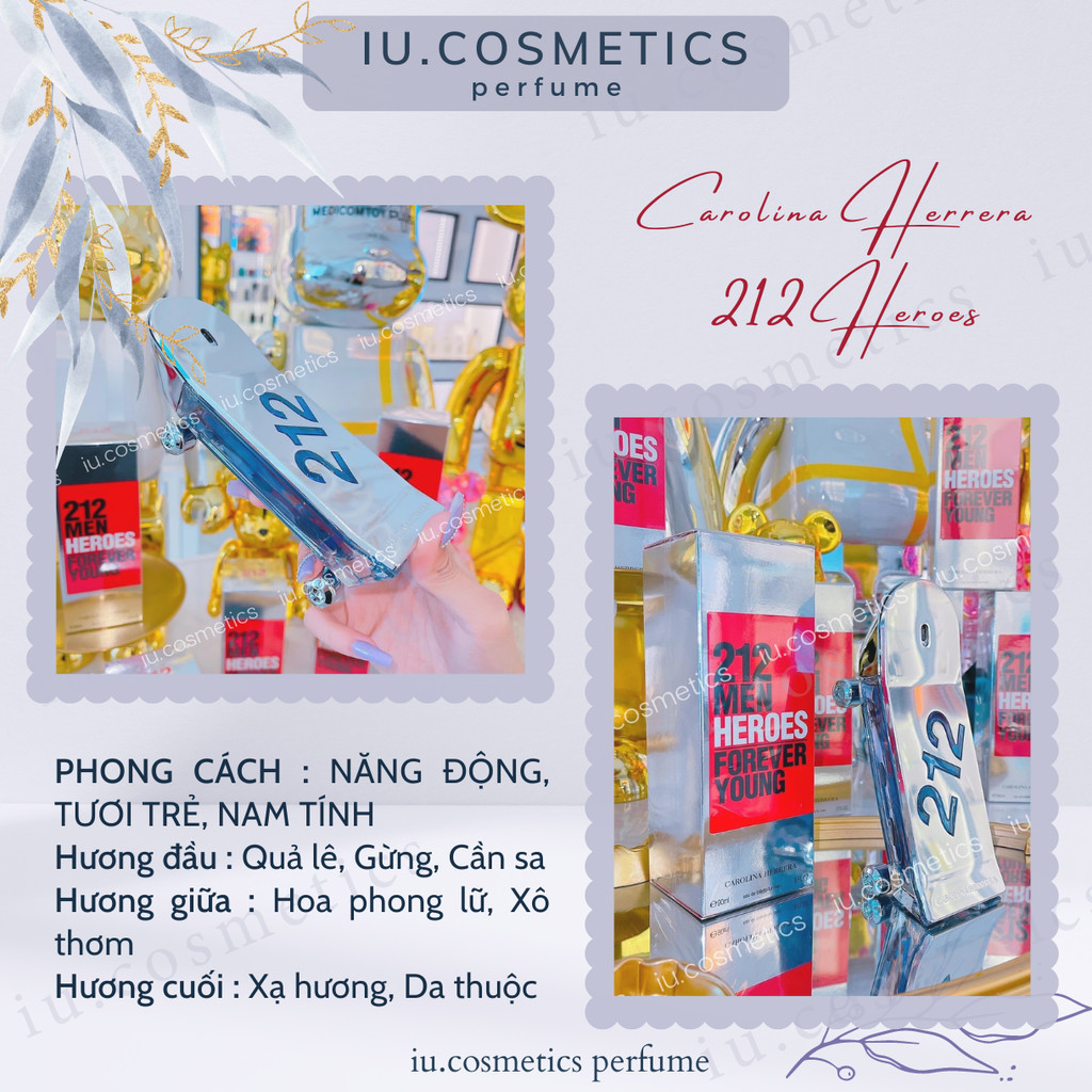 [Mã COSBAUH3 giảm 8% đơn 300K] Nước hoa nam 212 Men Heroes EDT 90ml 2020 - Hương tươi mát sang trọng