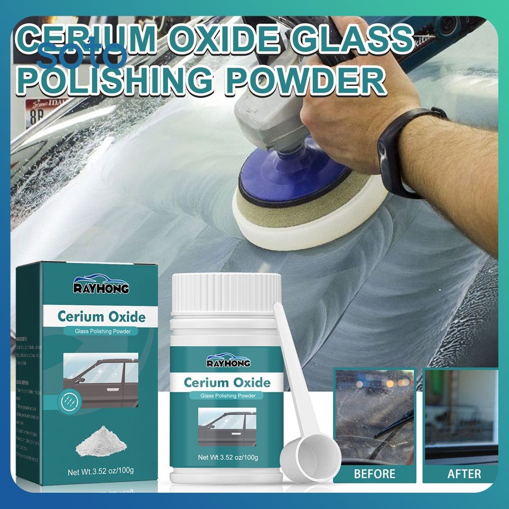 ♫ Bộ đánh Bóng Kính Cerium Oxide 100g Phục Hồi độ Trong Suốt Cho Kính Chắn Gió ô Tô
