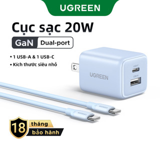  【 Nexode + 2 Cổng   UGREEN 20W GaN Sạc Mini USB C Sạc Điện Thoại PD3.0 QC3.0 Cho iP16 15 Pro Max Samsung S25  Ultra 