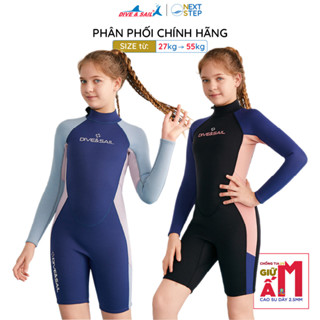Đồ bơi giữ nhiệt bé gái Dive and Sail size 27kg - 55kg | Mẫu tay dài quần ngắn giữ ấm rât tốt