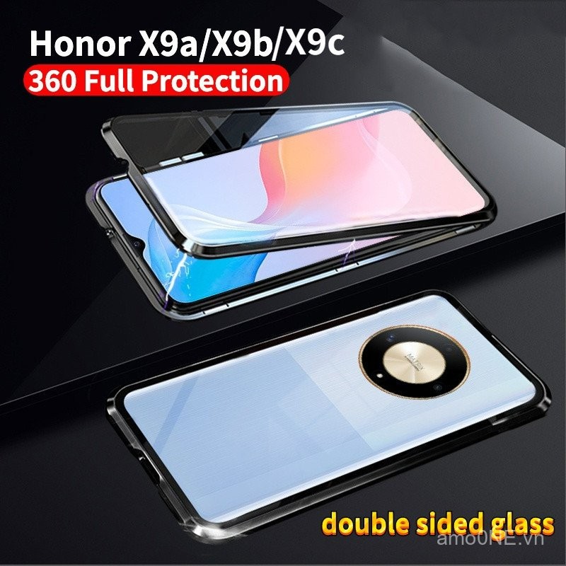 Ốp lưng cho Honor X9C 5G 2024 X9c X9b 5G X9a X9 b X9c 4G 5G, khung kim loại từ tính, kính cường lực 