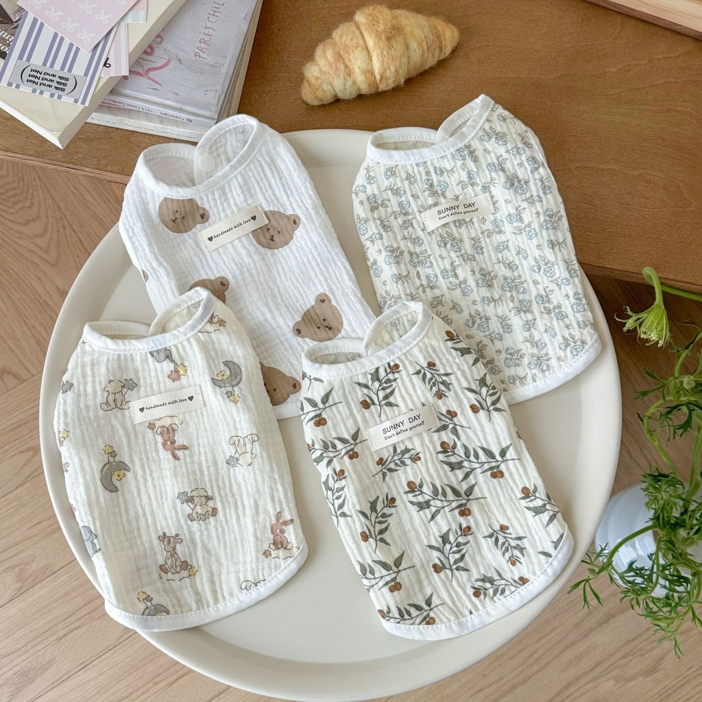 Cat Clothes Sleeveless Cardigan Gauze Cute Vest Dog Sun Protection Vest Thin Anti-Lint qoL1