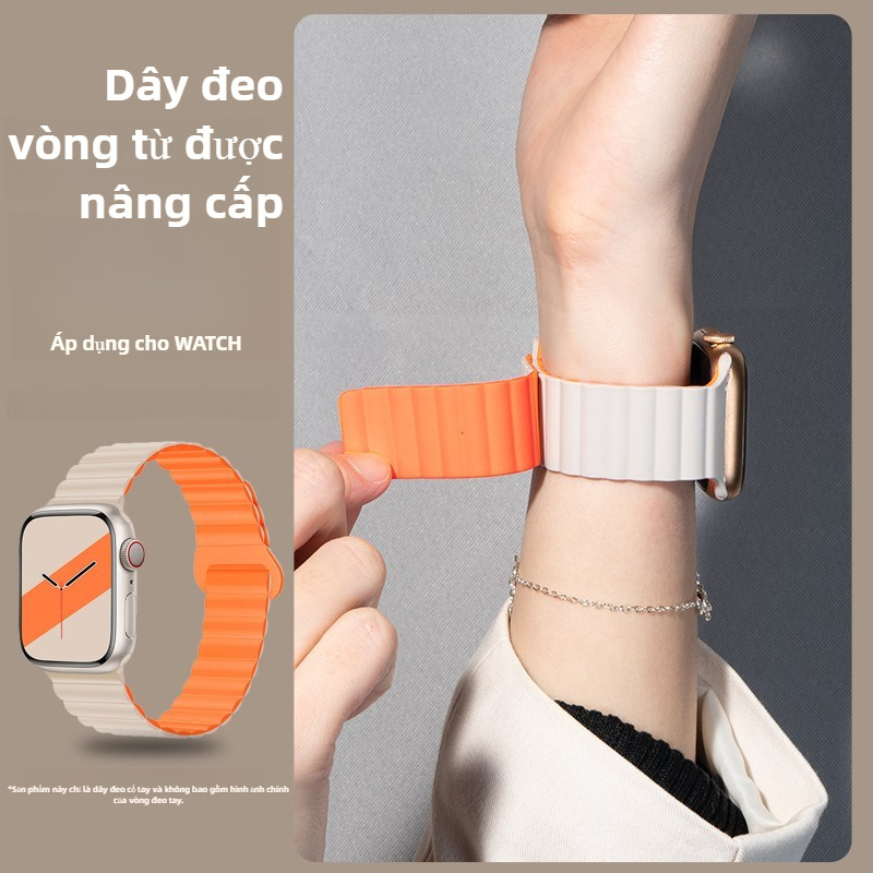 Dây Đeo Silicone Khóa Nam Châm Cho Đồng Hồ Thông Minh Apple Watch 10 9 ultra 49mm 45/44mm 41/42/46MM