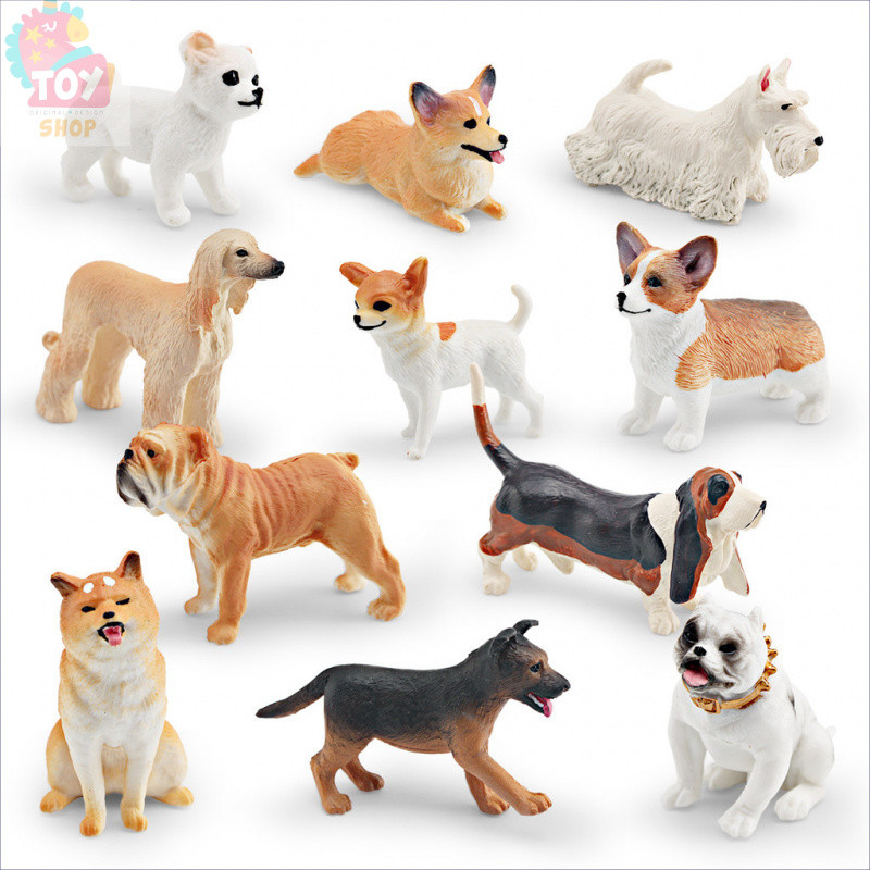Đồ chơi trẻ em mô hình chó thật, Greyhound, Bulldog, Shiba Inu, Corgi, tượng trang trí