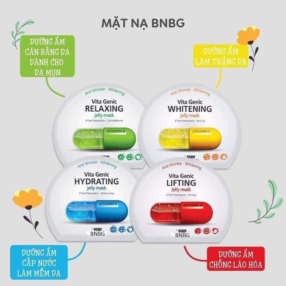 Ảnh 2 của Hộp 10 miếng mặt nạ BNBG Vita Genic Jelly Mask 30ml dưỡng trắng, phục hồi, cấp ẩm, ngừa lão hóa