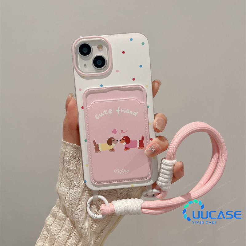 Ốp Điện Thoại Chú Chó Dễ Thương Cho IPhone 11 12 13ProMax14Plus 15 16Pro XRXSMax 7 8 Plus SE2020 Vỏ Điện Thoại Hoạt Hình Cho IPhone 16Pro Max Vỏ Mềm Cô Gái Có DâyGKB