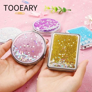  TOOEARY Gương trang điểm hai mặt CÔNG CỤ Gương bỏ túi Mini hình tròn cát lún Dụng cụ làm đẹp du lịch hình vuông cầm tay thực tế 