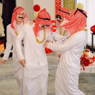 Đám Cưới Đón Trang Phục Vui Nhộn Chổi Anh Em Nhóm Ngộ nghĩnh Ả Rập Dubai Trung Đông Địa Phương Tyrant Áo choàng trắng Influencer