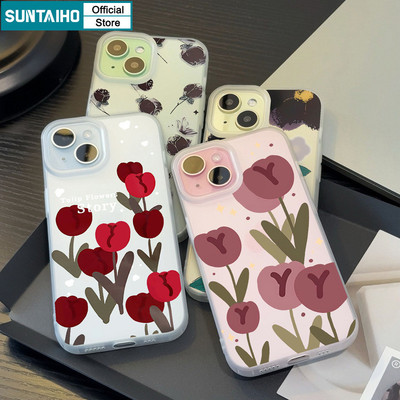 Suntaiho Họa Tiết Hoa Tulip Đẹp Trong Suốt Mờ Dành Cho Iphone 16 15 14 12 13 11 Pro Max IP 7 8 Plus Iphon X Xs XR Xs Max TPU Silicon Mềm Cao Cấp Chống Sốc Ốp điện thoại