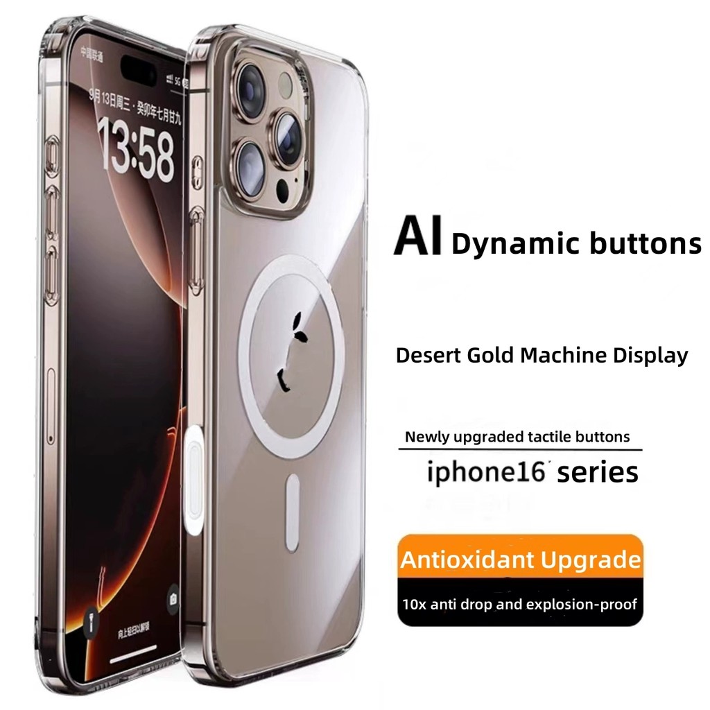Nút Năng Động AI Trong Suốt Từ Tính Siêu Mạnh Cho IPhone 16 PRO MAX 16PLUS Siêu Mỏng Chống Rơi Bao Gồm Tất Cả Với Vỏ Nút Camera Cảm Ứng AI