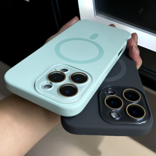 【With Lens Film/Silicone soft case/Purple】Ốp lưng compatible for iPhone 15 14 13 12 16 pro max case