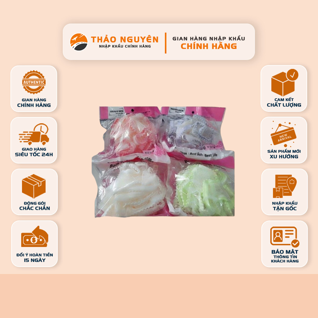 Bông tắm tròn cao cấp Happy skin