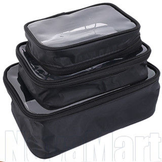 Túi đựng đồ vệ sinh PVC trong suốt S / M / L - Dụng cụ sắp xếp mỹ phẩm để bàn - Túi đựng đồ trong phòng tắm chống nước - Túi đựng đồ trang điểm có dây kéo màu đen - Túi giặt làm đẹp du lịch ngoài trời