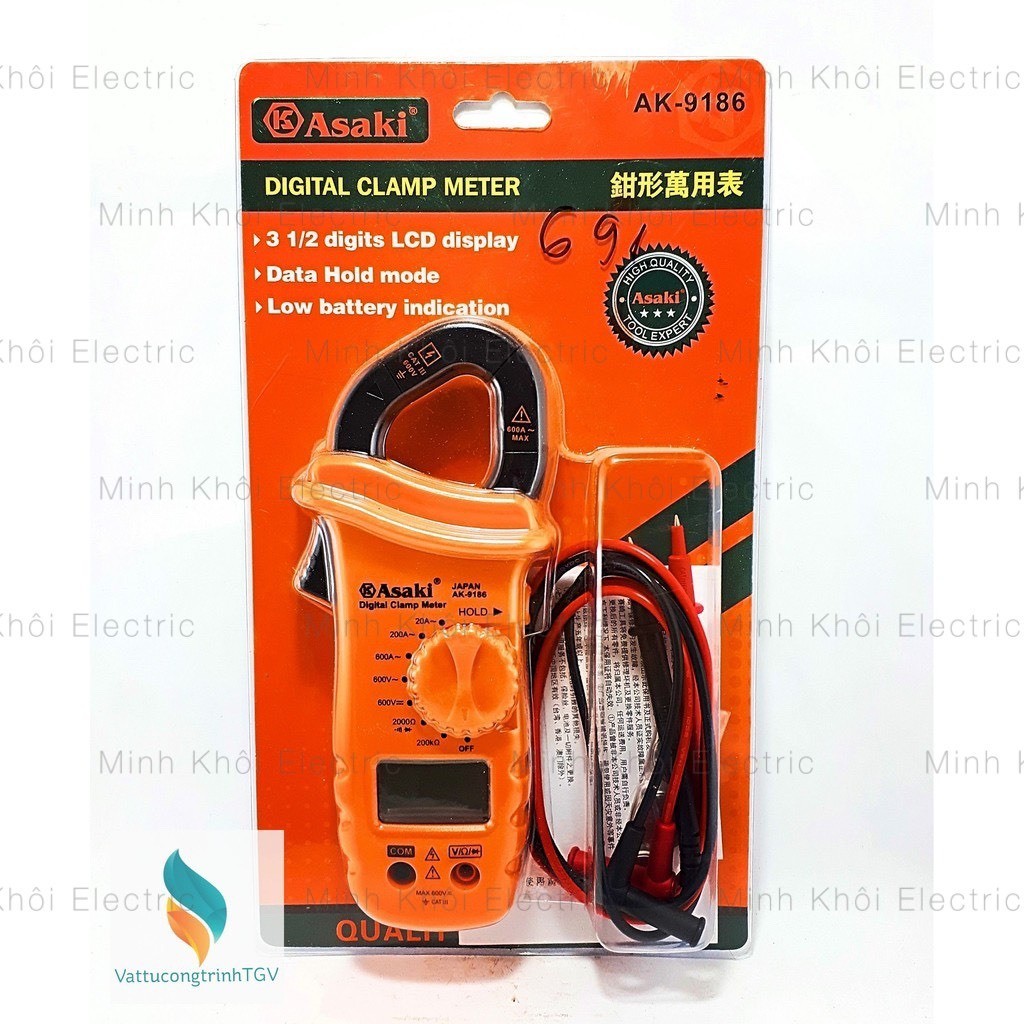 Ampe kìm Asaki AK-9186,ampe kìm điện tử Asaki,đồng hồ kẹp dòng đa năng, ampe kềm Asaki,ampe kềm điện