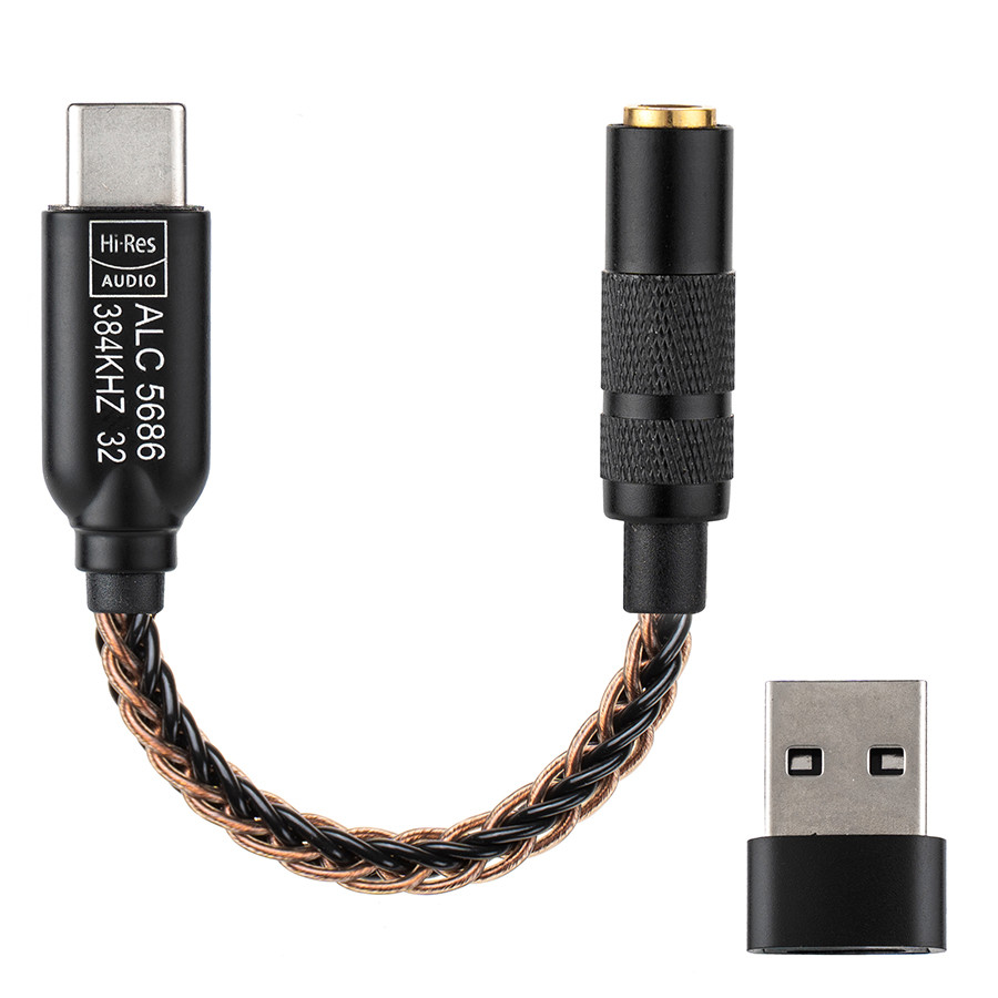 Bộ chuyển đổi âm thanh ALC5686 USB-C sang 3,5mm Bộ khuếch đại tai nghe HiFi DAC 32bit / 384Khz Bộ gi