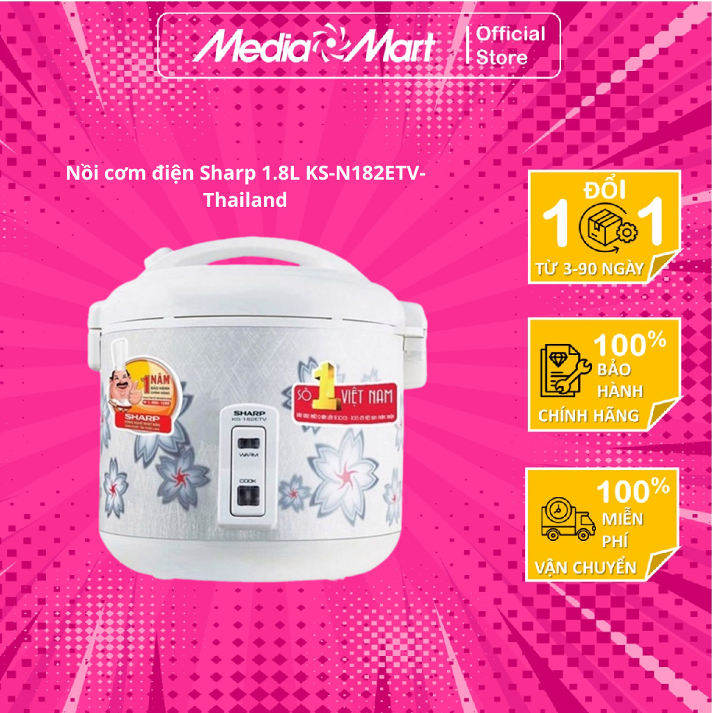 Nồi cơm điện Sharp 1.8L KS-N182ETV-Thailand