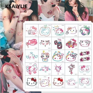 KSAIYLIE Nhãn dán hoạt hình , Hình xăm tạm thời Hello Kitty Kuromi, Nhãn dán mặt không độc hại dễ thương chống thấm nước
