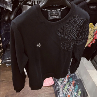 [SẴN] Áo Sweater Dài Tay Thêu Hổ Logo Sắt QP / Áo Nỉ Philip Hổ Thêu Logo Kim Loại QP Unisex Nam Nữ