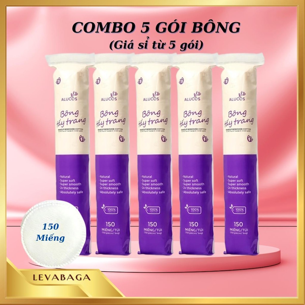 Bông Tẩy Trang 150 Miếng Tròn Combo 5 Gói Cotton Pads Dụng Cụ Chăm Dóc Da Mặt-BTT03 miếng to dày dặn