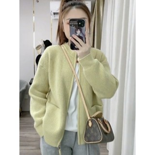  Dệt Kim Cardigan Nữ Mùa Thu 2025 Phong Cách Mới Phiên Bản Hàn Quốc Cổ Tròn Mỏng Hơn Nhìn Màu Trơn Đôi Dây Kéo Ngắn Áo Khoác Nhỏ 