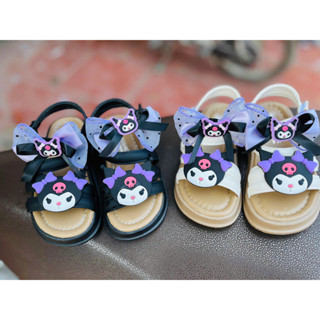 sandal NƠ Kuromi cho bé dép quai hậu cho bé da PU quai chéo mềm êm chân chống trượt có hộp NơKuromi8519