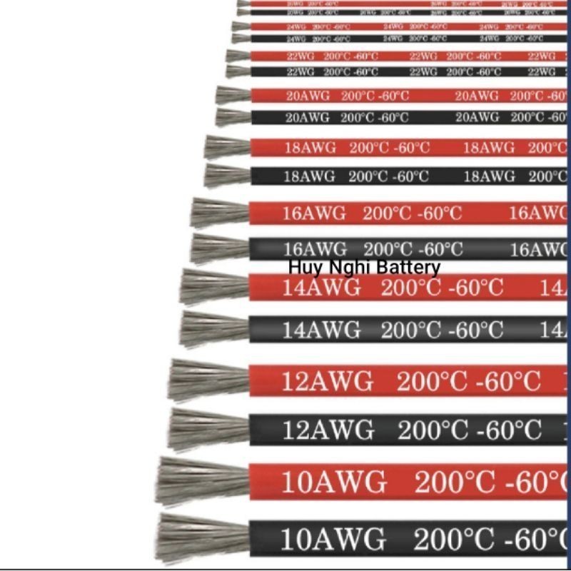 (CB 10 mét)Dây điện  sillicon mềm dẻo 11AWG đến 18AWG chống cháy chịu nhiệt cao chịu tải cao(đỏ đen 