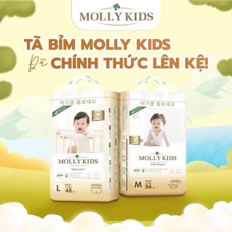 [COMBO 2 BỊCH] Tã Bỉm MOLLY KIDS, Bỉm Dán/Quần Công Nghệ Hàn Quốc Thấm Hút Tốt, Chống Hăm, Chống Trà