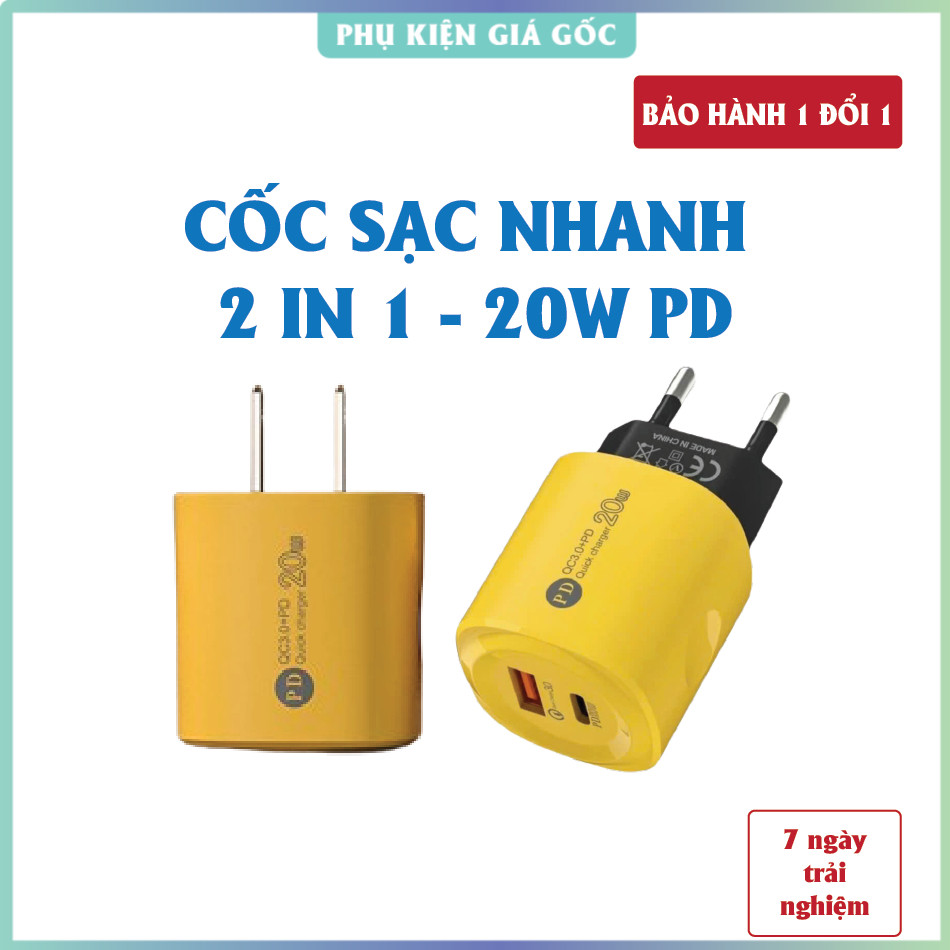 Cốc sạc nhanh 2 cổng gồm: Type C + USB – Củ sạc nhanh 2 in 1, Cáp sạc nhanh 4in1, Dây sạc nhanh 3 in