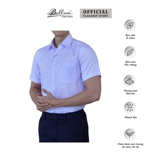   New Arrival  Áo sơ mi nam ngắn tay cao cấp BELLUNI sợi Linen Tencel Melange - ABN.PBLT.BE.254.V5 