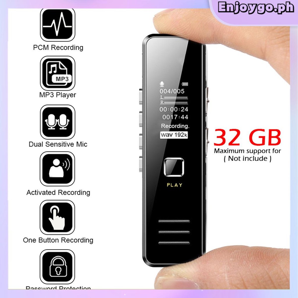 Máy ghi âm kỹ thuật số 32GB Máy ghi âm kích hoạt bằng giọng nói Mini 1,2 inch với máy nghe nhạc MP3 
