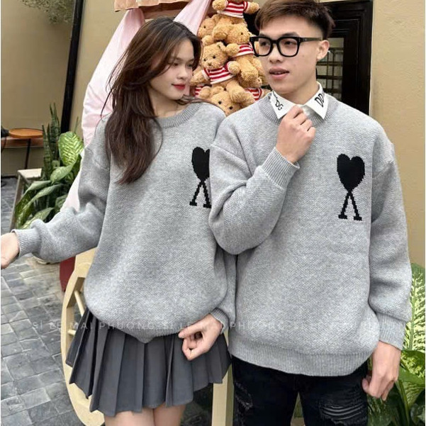 Áo Len V Trái Tim KCloset Áo Sweter Dày Dặn Dáng Rộng Nam Nữ NA632