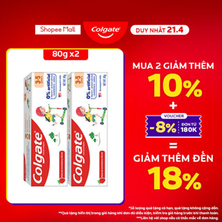 Bộ 2 Kem đánh răng Colgate Kid Free From cho bé 3-5 tuổi không chất bảo quản 80g