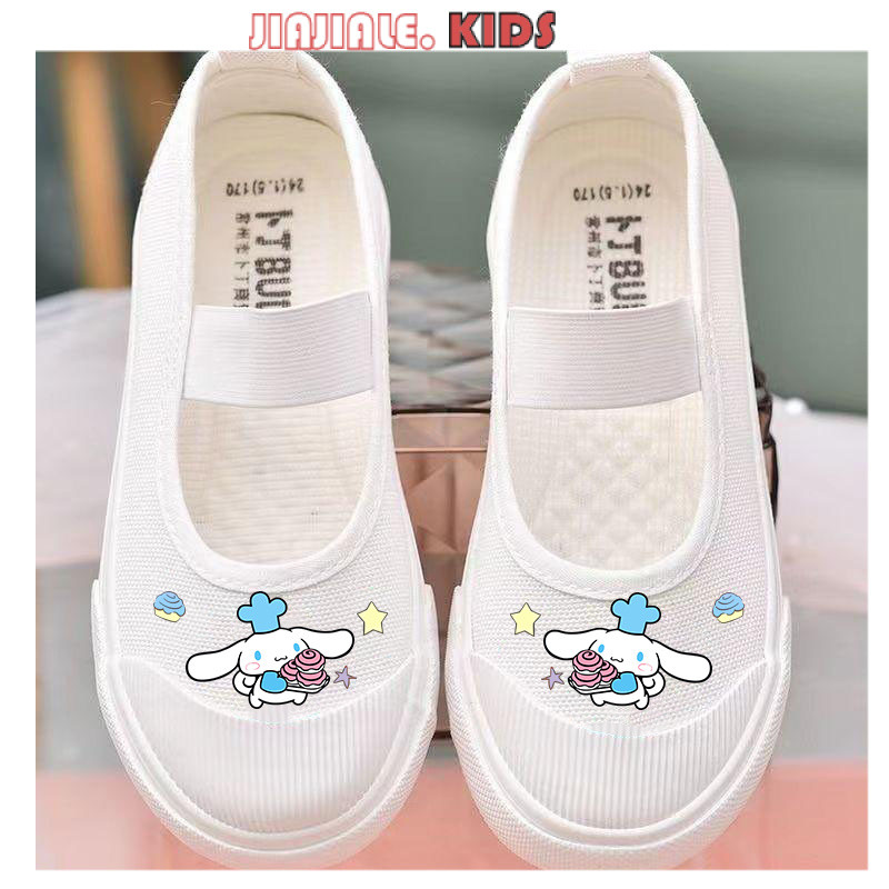 Giày trắng trong nhà mẫu giáo cho bé gái, Giày vải Elsa Hellokitty Sanrio, Giày thể thao đế mềm Kuro