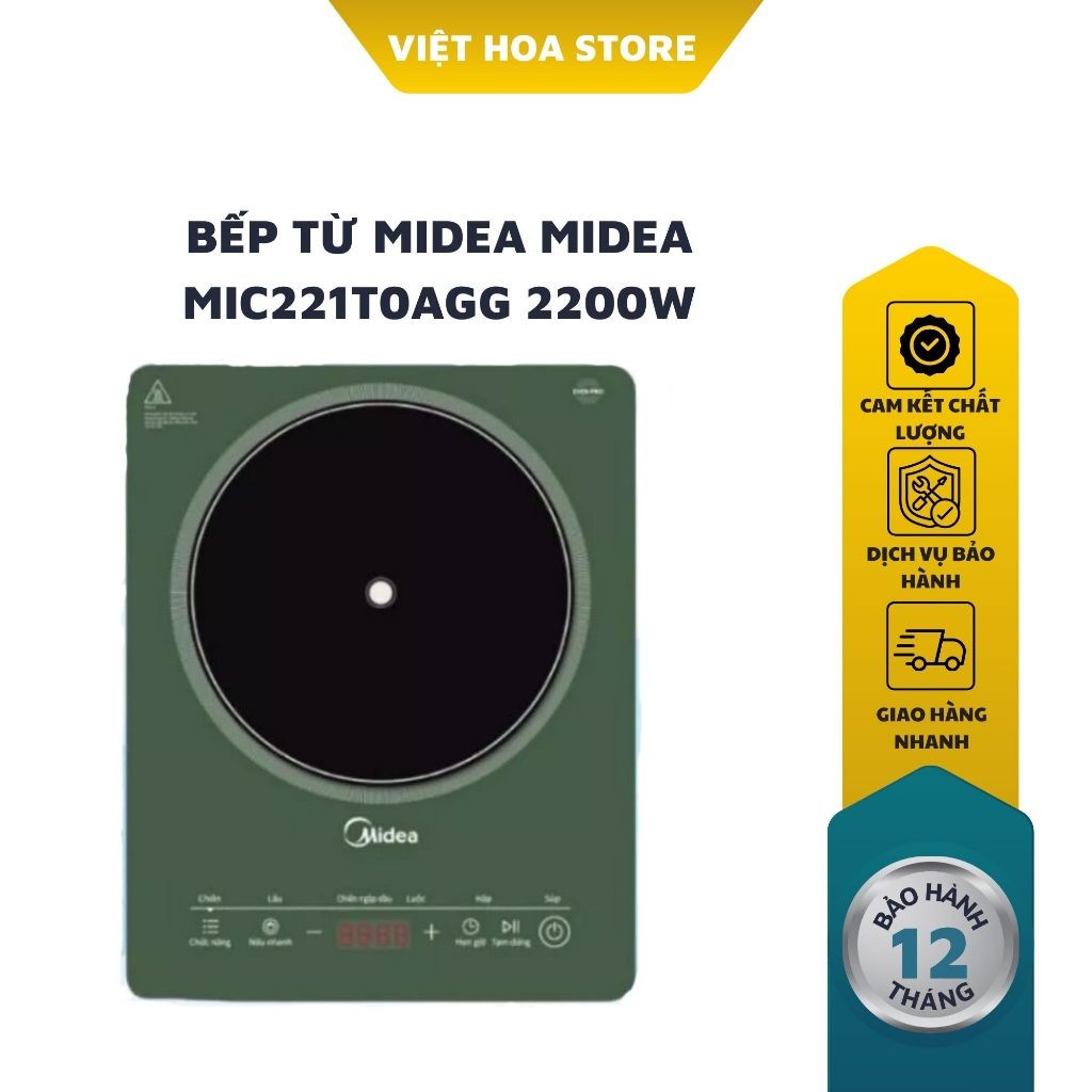 Bếp Từ Midea Midea MIC221T0AGG (Bếp Điện Từ Mầu Xanh, Công Suất 2200W, Có Chế Độ Sôi Liu Riu)
