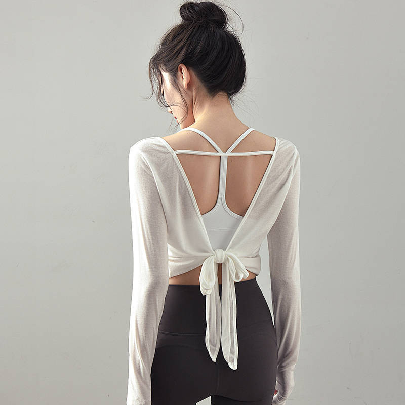 Yoga Clothes Top Women's Beauty Back Strap Sports Long Sleeve Running Training Workout Clothes Blous