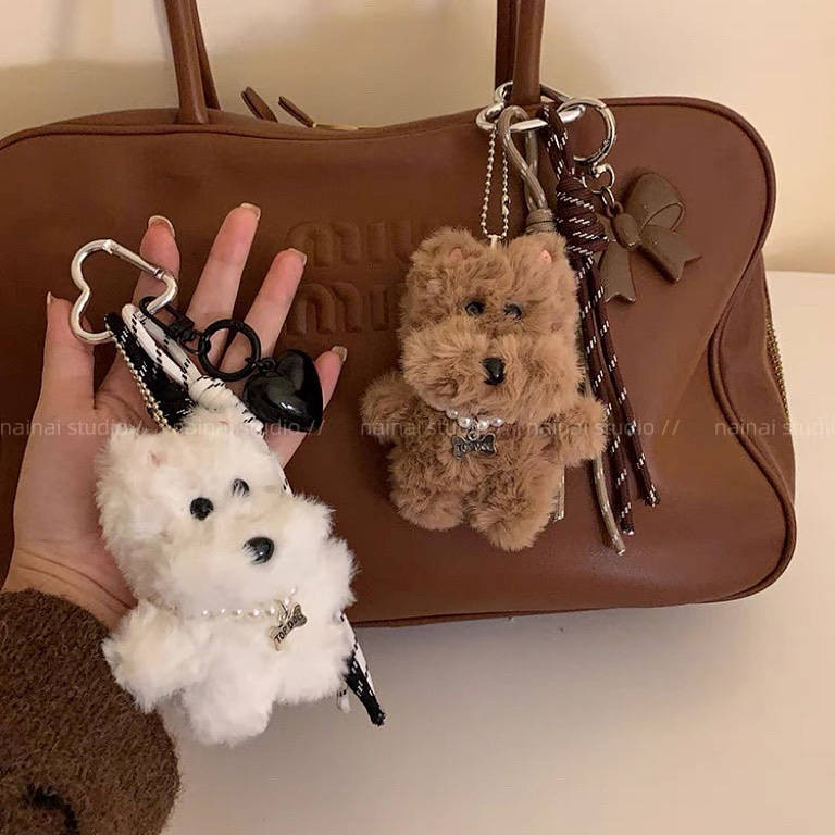 West Highland Pendant ~ Plush Cute Scrawl Puppy Bag Bag Charm Miu Series Windmill Keychain Creative 