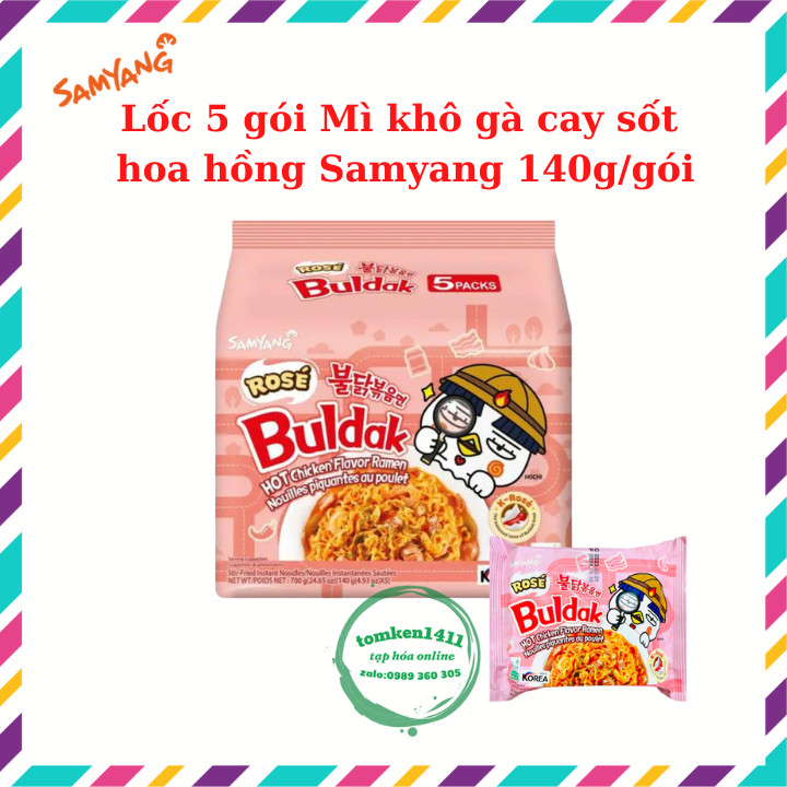 [Lốc 5 gói] Mì khô gà cay hoa hồng Rose Buldak Samyang 140g/gói