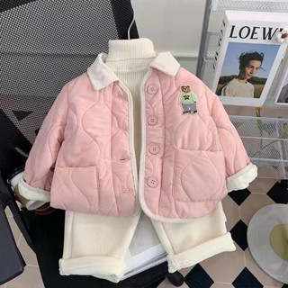  Áo khoác bông bé gái TIINGXUYU Áo bông lót nhung phong cách Hàn Quốc mẫu mới thu đông áo bông trẻ em kiểu Tây dày dặn cho bé 