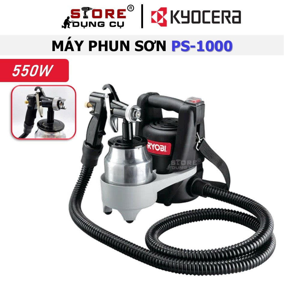 500W máy phun sơn Kyocera PS-1000, máy phun sơn dùng điện cầm tay, dung tích 1000ml