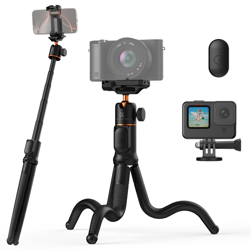 K&F CONCEPT Octopus Tripod -Chân máy Bluetooth linh hoạt có thể mở rộng 2 trong 1 Kẹp điện thoại