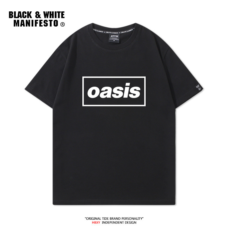 Oasis Oasis Ban Nhạc In Hình Áo Thun Nữ Tay Ngắn Nam Nữ Cotton Nguyên Chất Retro Rock Rời Đáy Thường